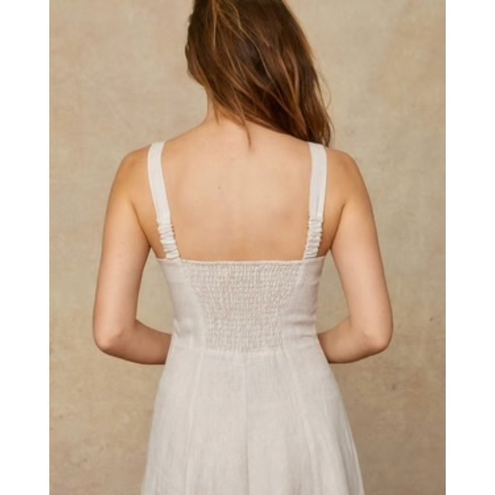 Christy Dawn Linen Midi Dress in Light Beige - Picture 6 of 10